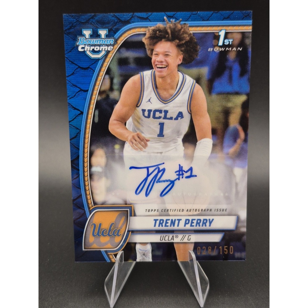 2024-25 Bowman University Chrome Trent Perry #67 Auto Blue Reptilian /150 UCLA